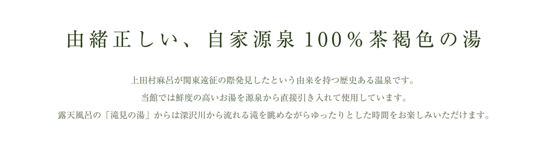 由緒正しい、自家源泉100％茶褐色の湯